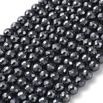Terahertz Stone Beads Strands, Faceted, Round, 4mm, Hole: 0.8mm, about 91pcs/strand, 15.47 inch(39.3cm)