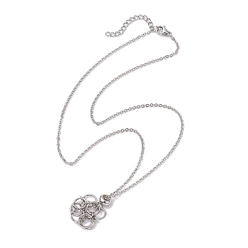 304 Stainless Steel Cable Chains Cable Necklaces, Pendant Necklaces, Stainless Steel Color, 17.52 inch(44.5cm)