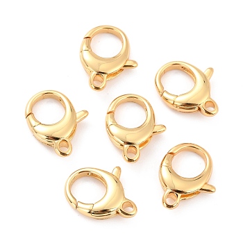 Brass Lobster Claw Clasps, Long-Lasting Plated, Lead Free & Nickel Free & Cadmium Free, Real 18K Gold Plated, 17.5x13.5x4.5mm, Hole: 2mm