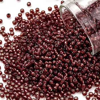 TOHO Round Seed Beads, Japanese Seed Beads, (2113) Silver Lined Milky Pomegranate, 11/0, 2.2mm, Hole: 0.8mm, about 1103pcs/10g