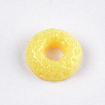 Resin Decoden Cabochons, Donut, Imitation Food, Yellow, 16x5.5mm