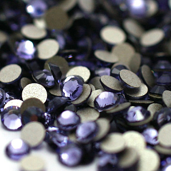Glass Flat Back Rhinestone, Grade A, Back Plated, Faceted, Half Round, Tanzanite, SS6, 1.9~2mm, 1440pcs/bag