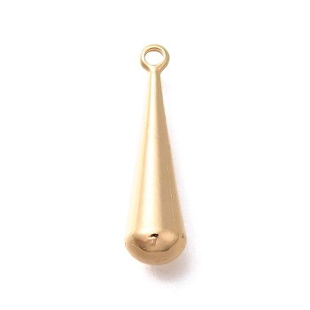 Brass Pendants, Cadmium Free & Nickel Free & Lead Free, Teardrop Charms, Real 18K Gold Plated, 23x6mm, Hole: 1.6mm