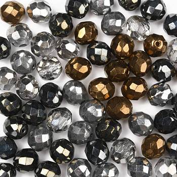Fire-Polished Czech Glass Beads, Faceted, Ananas, Black, 10x10mm, Hole: 1.4mm, about 60pcs/bag