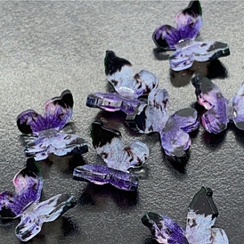 Resin Cabochons, DIY for Earrings & Bobby pin Accessories, Butterfly, Indigo, 8x10mm