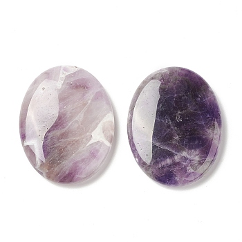 Natural Amethyst Worry Stone for Anxiety Therapy, Oval Thumb Stone, 45x34~35x7~8.5mm