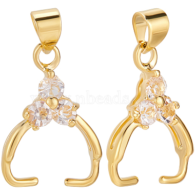 Real 18K Gold Plated Brass+Cubic Zirconia Ice Pick Pinch Bails