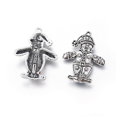 Lead Free & Cadmium Free Antique Silver Tibetan Style Alloy Christmas Santa Claus Pendants(X-TIBEP-GC137-AS-RS)-2