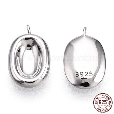 Real Platinum Plated Oval Sterling Silver Charms