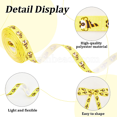 Polyester Bees Printed Grosgrain Ribbons(SRIB-WH20020-018E)-5