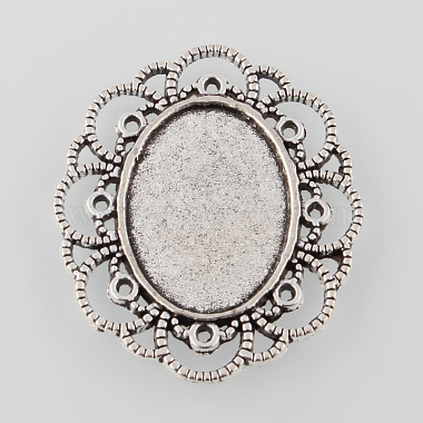 Antique Silver Flower Alloy Cabochon Settings