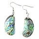 Natural Paua Shell Bean Dangle Earrings with Brass Earring Pins(EJEW-E289-02P)-1