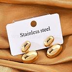 304 Stainless Steel Oval Stud Earrings, Real 18K Gold Plated, 19.5x17mm(EJEW-M073-08G)