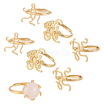 Open Adjustable Rings Base, 6pcs 3 Styles Twist Filigree Finger Rings Setting Stackable Flower Ring Pad for Women Stone Glass Cabochons Rhinestones Ring Making, Golden, Inner Diameter: 17~18mm, 2pcs/style(KK-PH0004-67)