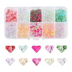 1370Pcs 10 Colors Transparent Glass Beads, Segmented Multi-color Beads, Triangle, Mixed Color, 4.5x4x3.5mm, Hole: 1mm, 137pcs/color(GLAA-YW0004-58)