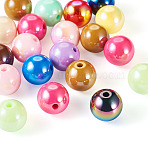 20Pcs Opaque Acrylic Beads, Round, Mixed Color, 12x11mm, Hole: 2mm(OACR-TA0002-97)