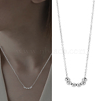 1Pc 304 Stainless Steel Round Beads Pendant Necklaces, Stainless Steel Color, 17.91 inch(45.5cm)(NJEW-LP0003-13)
