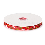 Christmas Printed Grosgrain Ribbon for Christmas Gift Package, Red, 5/8 inch(16mm), about 100yards/roll(91.44m/roll)(SRIB-D011-16mm-01)