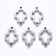 201 Stainless Steel Links Connectors, Laser Cut, Hollow, Cross, Stainless Steel Color, 16.5x11.5x1.5mm, Hole: 1.2mm(STAS-S114-40)