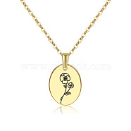 304 Stainless Steel Birth Month Flower Pendant Necklace, Floral Dainty Jewelry for Women, Golden, February Violet, 17.72 inch(45cm)(HUDU-PW0001-034B)