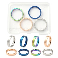 4Pcs 4 Colors 201 Stainless Steel Plain Band Finger Rings Set for Women, Mixed Color, US Size 6 1/2(16.9mm), 1Pc/color(RJEW-YW0001-03)