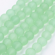 Transparent Glass Bead Strands, Frosted, Round, Pale Green, 10mm, Hole: 1.3~1.6mm, about 80pcs/strand, 31.4 inch(GLAA-S031-10mm-29)