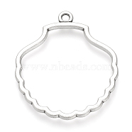 Tibetan Style Alloy Open Back Bezel Pendants, For DIY UV Resin, Epoxy Resin, Pressed Flower Jewelry, Cadmium Free & Lead Free, Hollow Shell, Antique Silver, 44.5x39x2mm, Hole: 2.5mm(X-TIBE-Q075-32AS-LF)