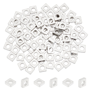 100Pcs 304 Stainless Steel Beads, Square, Stainless Steel Color, 4x4x1mm, Hole: 2mm(STAS-UN0053-03)