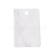 Rectangle Marble Paper Jewelry Display Cards with Hanging Hole, for Earring & Necklace Display, White, 9x6x0.05cm, Hole: 1mm(CDIS-C004-08C)