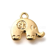 Brass Pendants, Elephant Charms, Real 18K Gold Plated, 9.5x11x1.5mm, Hole: 1.2mm(KK-K294-01G)