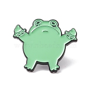 Frog Enamel Pin, Animal Alloy Badge for Backpack Clothes, Electrophoresis Black, Green, 25x28x2mm, Pin: 1mm(JEWB-H007-09EB)