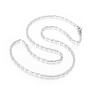 304 Stainless Steel Figaro Chain Necklaces, with Lobster Claw Clasps, Stainless Steel Color, 23.66 inch(60.1cm), 2.5mm(X-NJEW-E143-04P)