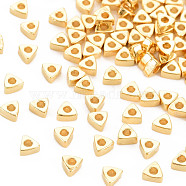 Rack Plating Brass Beads, Nickel Free, Triangle, Real 18K Gold Plated, 3x3x1.5mm, Hole: 1mm(KK-N233-202)