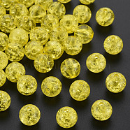 Transparent Crackle Acrylic Beads, Round, Yellow, 10x9mm, Hole: 2mm, about 940pcs/500g.(MACR-S373-66C-N16)