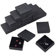 Texture Paper Jewelry Gift Boxes, with Sponge Mat Inside, Rectangle, Black, 9.1x7x2.7cm, Inner Diameter: 6.5x8.6cm, Deep: 2.5cm, 20pcs/set(OBOX-NB0001-10D-02)