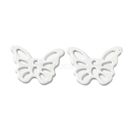 Spray Painted 201 Stainless Steel Pendants, Butterfly Charms, White, 15x10.5x0.5mm, Hole: 1.2mm(STAS-G304-19E)