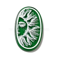 Transparent Acrylic Pendants, Oval with Sun Charm, Green, 44x26x3mm, Hole: 1.8mm(X-TACR-L005-001A)