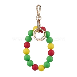 Silicone Beaded Bracelet Keychain Handmade DIY Pendant, Mixed Color, 16cm(KEYC-JKC00853)