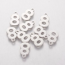 201 Stainless Steel Charms, Num.8, 13x8x1.1mm(STAS-Q201-T408-8)