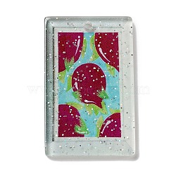 Acrylic Pendants, Rectangle, Cyan, 39.5x25x2.5mm, Hole: 1.5mm(MACR-C031-05C)