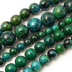 Gemstone Beads Strands, Synthetic Chrysocolla, Dyed & Heated, Round, Green, 10~20mm, Hole: 1~2mm(G-C211-M)