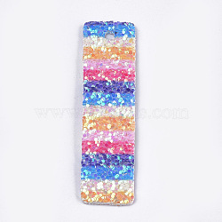 PU Leather Big Pendants, with Sequins, Rectangle, Colorful, 60x15x2mm, Hole: 3mm(FIND-S299-20A)