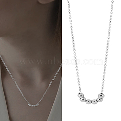 1Pc 304 Stainless Steel Round Beads Pendant Necklaces, Stainless Steel Color, 17.91 inch(45.5cm)(NJEW-LP0003-13)