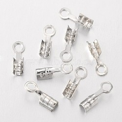 Iron Folding Crimp Ends, Fold Over Crimp Cord Ends, Platinum, 7x2mm, Hole: 1.5mm(IFIN-P008-01)