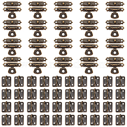 20 Sets Iron Lock Catch Clasps, Jewelry Box Latch Hasp Lock Clasps, with 40 Sets Butt Hinges Connectors, Antique Bronze(AJEW-GF0005-98)