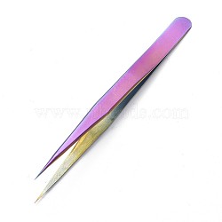 Stainless Steel Beading Tweezers, Colorful, 13.6x1cm(TOOL-F006-19)