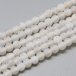 Natural Weathered Agate Bead Strands, Frosted, Dyed, Round, Light Grey, 4~4.5mm, Hole: 1mm, about 95pcs/strand, 14.6 inch(G-S237-4mm-08)