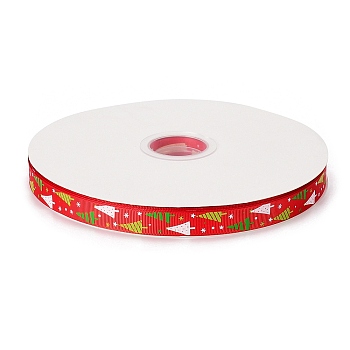 Christmas Printed Grosgrain Ribbon for Christmas Gift Package, Red, 5/8 inch(16mm), about 100yards/roll(91.44m/roll)