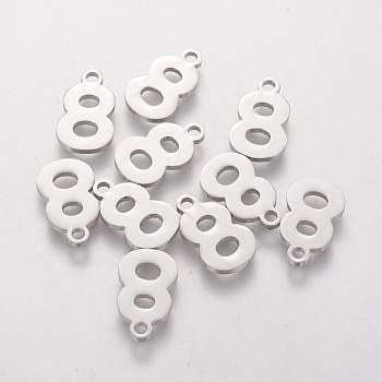201 Stainless Steel Charms, Num.8, 13x8x1.1mm
