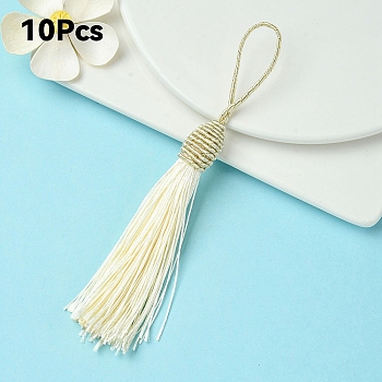 Polyester Tassel Big Pendant Decorations, Antique White, 145~175x10.5~12mm